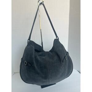 Anteprima Large Dark Gray Suede Double Handle Shoulder Bag Tote Hobo Purse